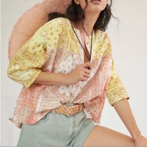 Anthropologie Pilcro The Tavi Button Front 100% Cotton Blouse Top Size Small